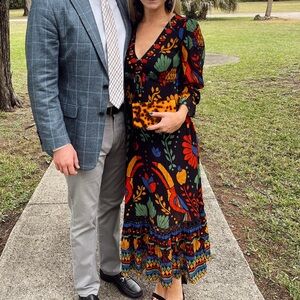 FARM Rio Black and Red Maxi Dress